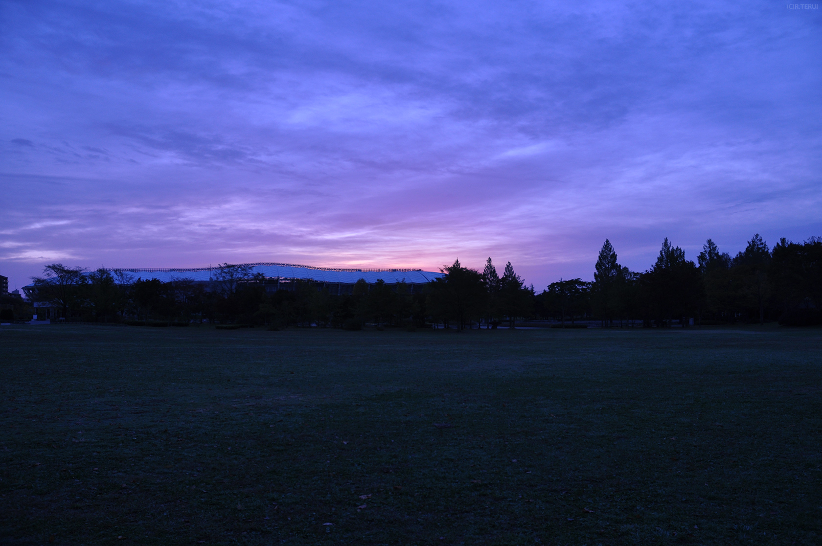 七北田公園　写真1　朝焼けの公園